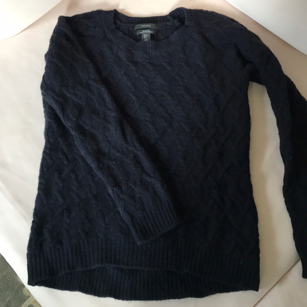 Tahari navy cable knit sweater